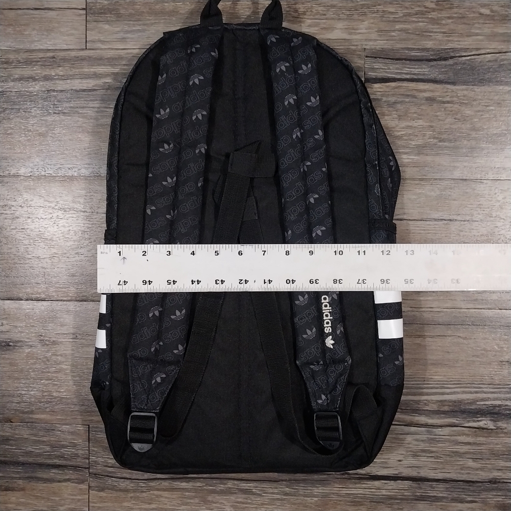 Adidas Original Classic 3 Stripes Backpack Black White Monogram Logo Backpack - Picture 6 of 8